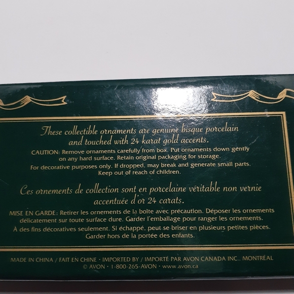 Vintage Avon Bisque Porcelain Christmas Tree Ornaments with 24 k Gold Trim. - Picture 2 of 2